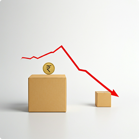 Idle inventory boxes with declining cash recovery — Zeerostock Inventory Stress Test